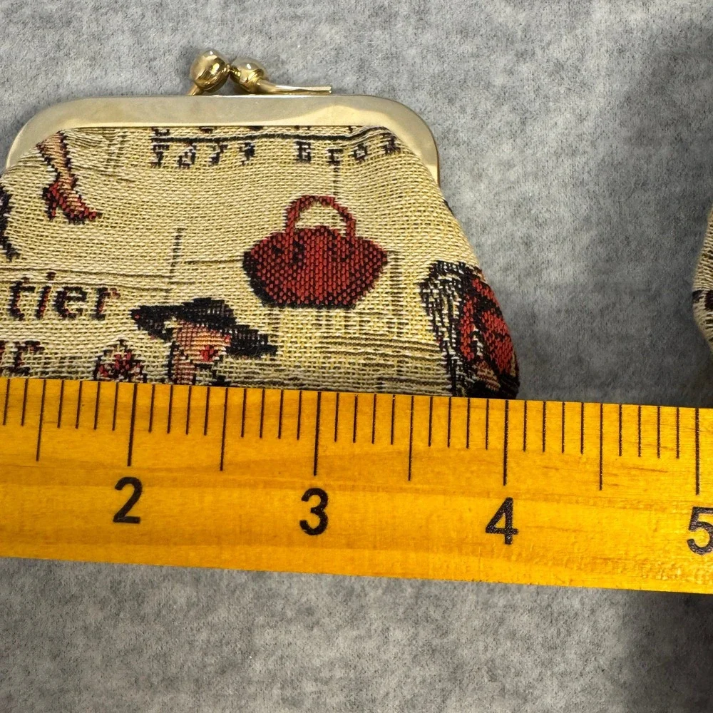 Tapestry Glass Pouch and Coin Purse Set With Elegant French Scene